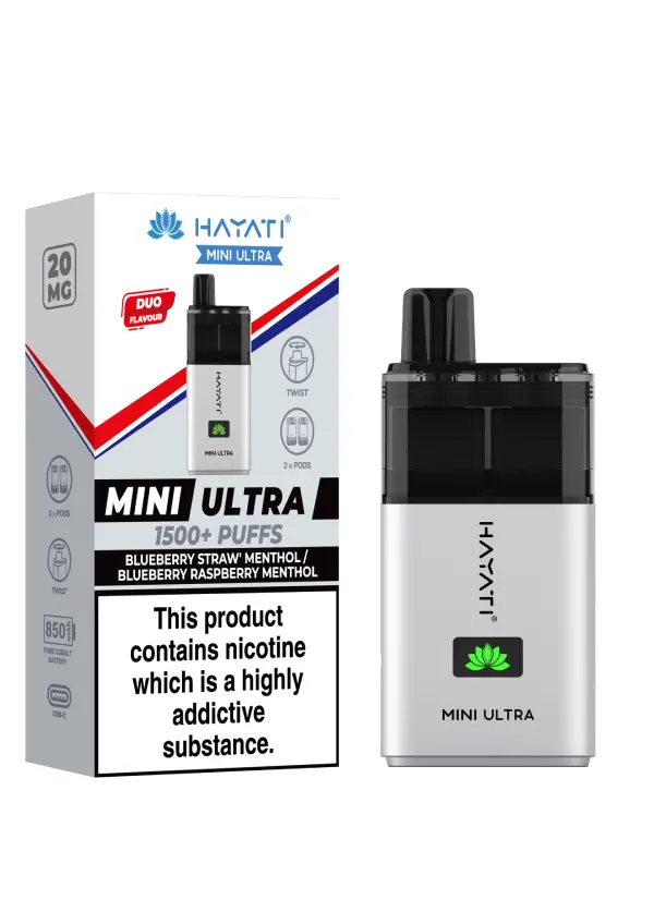  Blueberry Straw Menthol / Blueberry Raspberry Menthol Hayati Mini Ultra Disposable Vape 